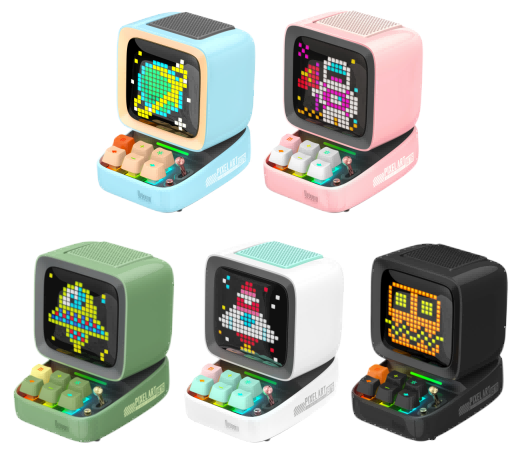 Divoom Ditoo Retro Pixel Art Game Bluetooth Speaker with 16X16 LED App Controlled Front Screen (Pink)