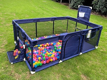 Large Kids Baby Ball Pit(L*W*H=74.8*50.7*25.9 inch) - Portable Indoor Outdoor Baby Playpen Toddlers Children Safety Play Yard Fun Activities Popular Toys (Not Includes Balls) (Blue)