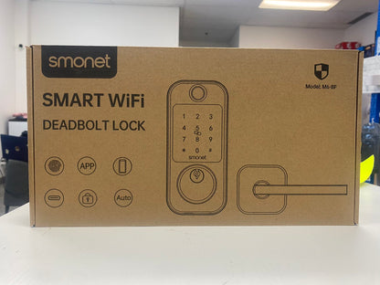 SMONET Fingerprint Smart Locks for Front Door, Keypad Deadbolt Bluetooth Digital Lock Set Work with Alexa, App Remote Control, Auto Lock for Home