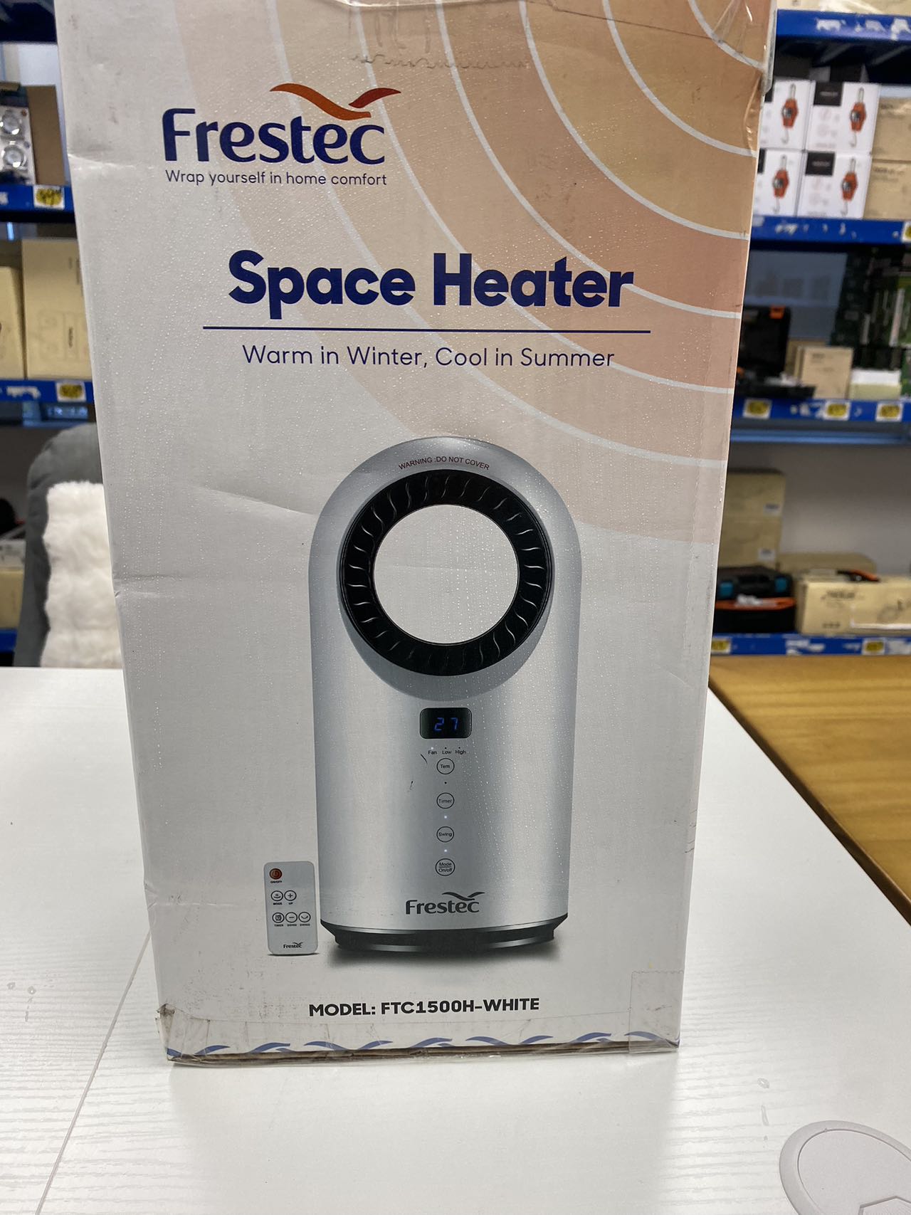 Frestec Space Heater, 2 in 1 Bladeless Heater and Fan for Indoor Use, Portable Electric Heater with Remote Control, Quiet and Safe 1500W Heater for Office, Home, Bedroom and Apartment