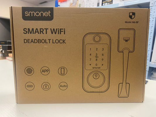 SMONET WiFi Front Door Lock Handle Set,Smart Keyless Entry Fingerprint Keypad Deadbolt & Alexa Compatible, Auto Lock,APP Remote Control for Home,Rental,Easy to Install Silver