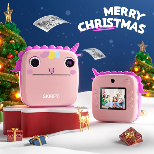 Skirfy Instant Camera for Kids With 32G TF Card, 3 Roll Print Paper, 48MP Digital Camera, Dual Lens - Birthday Gifts for Girls and Toddlers