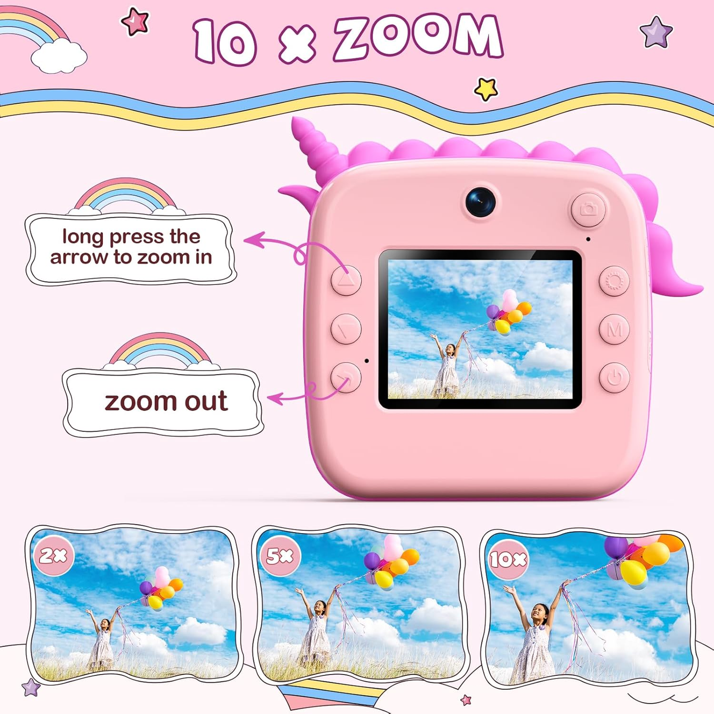 Skirfy Instant Camera for Kids With 32G TF Card, 3 Roll Print Paper, 48MP Digital Camera, Dual Lens - Birthday Gifts for Girls and Toddlers