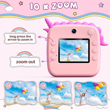 Skirfy Instant Camera for Kids With 32G TF Card, 3 Roll Print Paper, 48MP Digital Camera, Dual Lens - Birthday Gifts for Girls and Toddlers