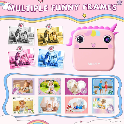 Skirfy Instant Camera for Kids With 32G TF Card, 3 Roll Print Paper, 48MP Digital Camera, Dual Lens - Birthday Gifts for Girls and Toddlers