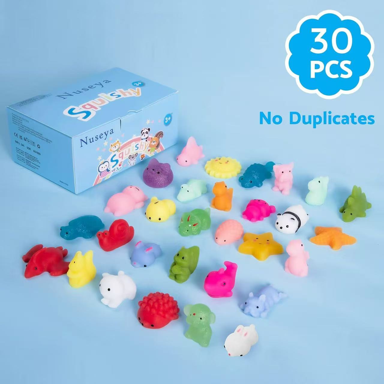 Nuseya Mochi Squishy Toys Fidget Gift for Kids Party Prizes -- 30pcs