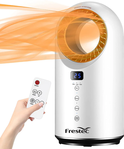 Frestec Space Heater, 2 in 1 Bladeless Heater and Fan for Indoor Use, Portable Electric Heater with Remote Control, Quiet and Safe 1500W Heater for Office, Home, Bedroom and Apartment