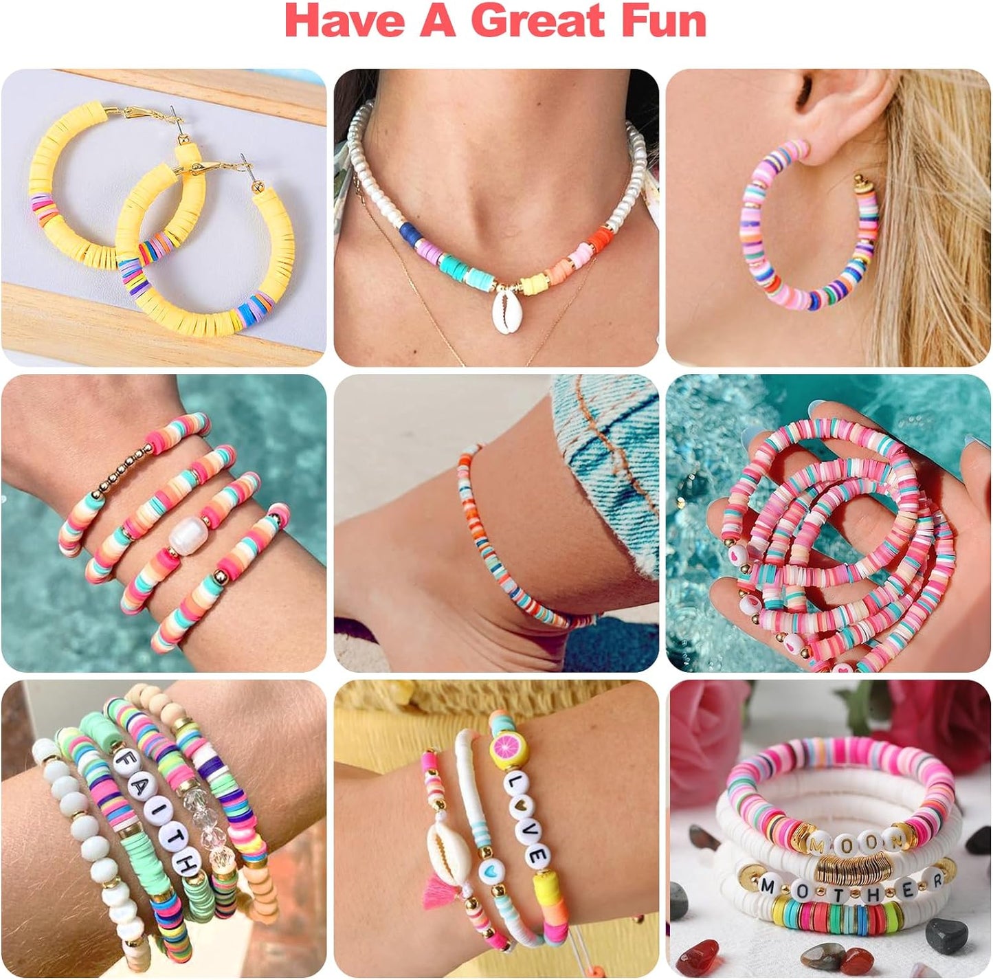 Redtwo 23000 Pcs Clay Beads Bracelet Making Kit, 144 Colors 7 Boxes Friendship Bracelet Kit Flat Polymer Heishi Beads for Jewelry Making, Gifts for Teen Girls Crafts for Girls Ages 6-12