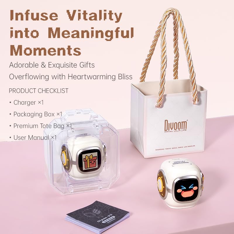 Divoom Dipow 35W, 2026 New USB C Charger Block, Fast GaN Charger with Pixel Screen, Cute Foldable Compact Power Adapter for iPhone 17/16, Galaxy S25/S24, Pixel 9/8, MacBook Air, iPad Pro