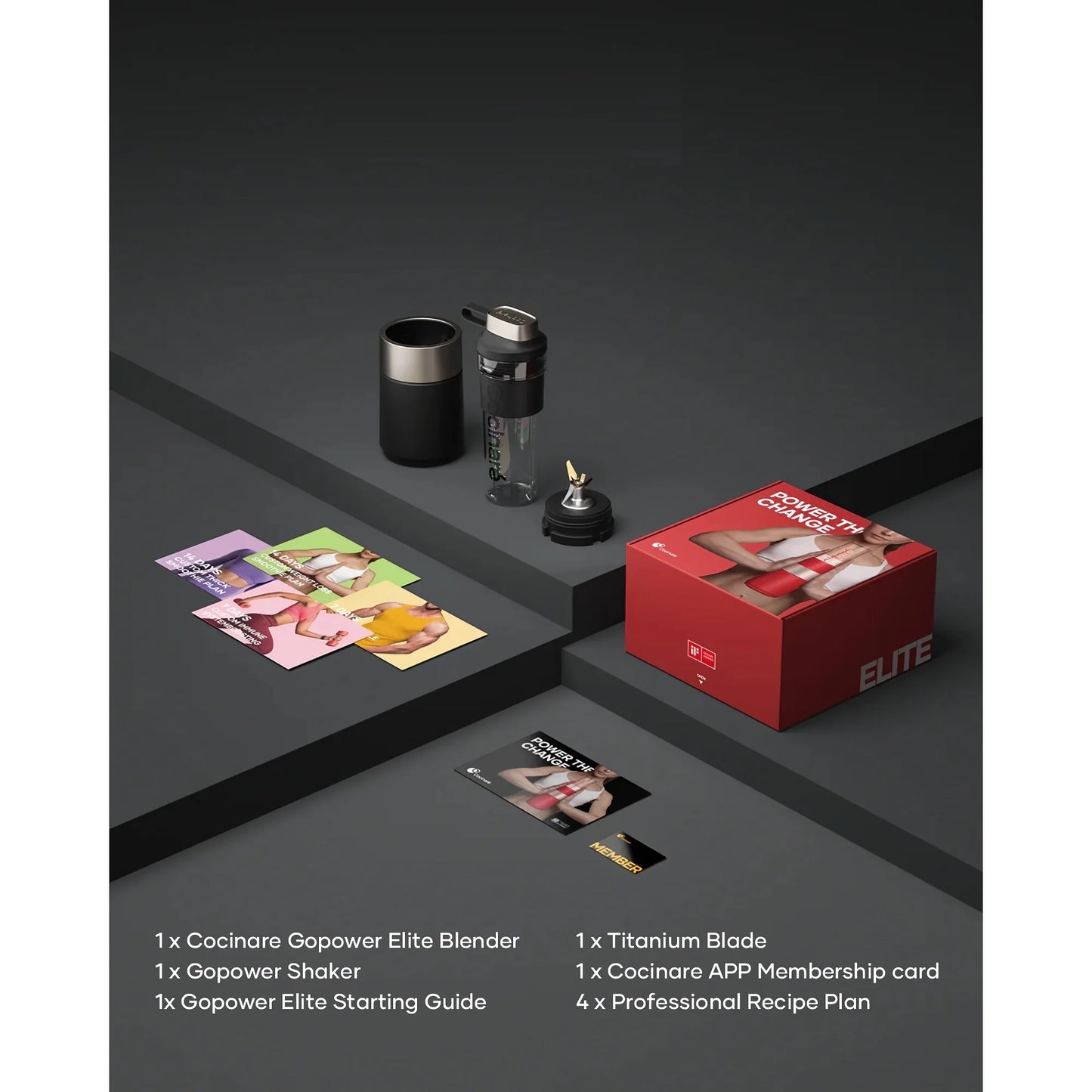 Cocinare 1100W Portable Smoothie Blender, 16oz Cup for Smoothies, Shakes, Frozen Fruit, Ice, Nuts (Black, RED)