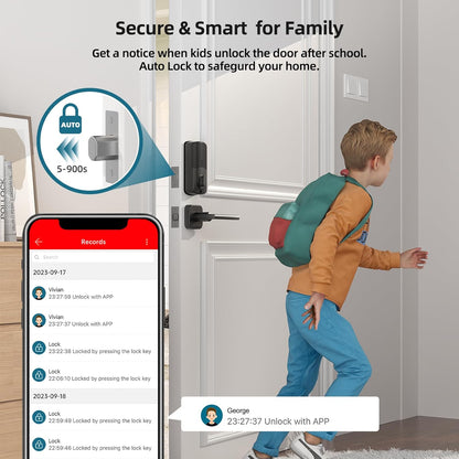 SMONET Fingerprint Smart Locks for Front Door, Keypad Deadbolt Bluetooth Digital Lock Set Work with Alexa, App Remote Control, Auto Lock for Home