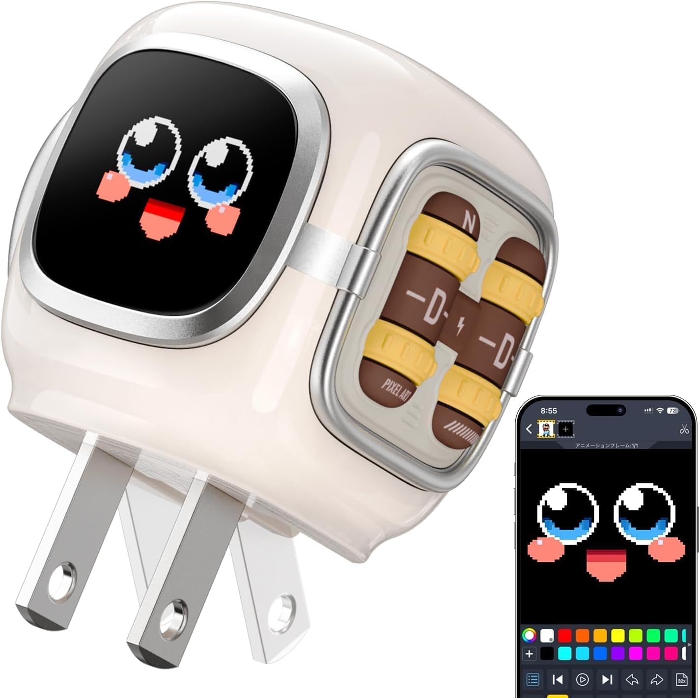 Divoom Dipow 35W, 2026 New USB C Charger Block, Fast GaN Charger with Pixel Screen, Cute Foldable Compact Power Adapter for iPhone 17/16, Galaxy S25/S24, Pixel 9/8, MacBook Air, iPad Pro