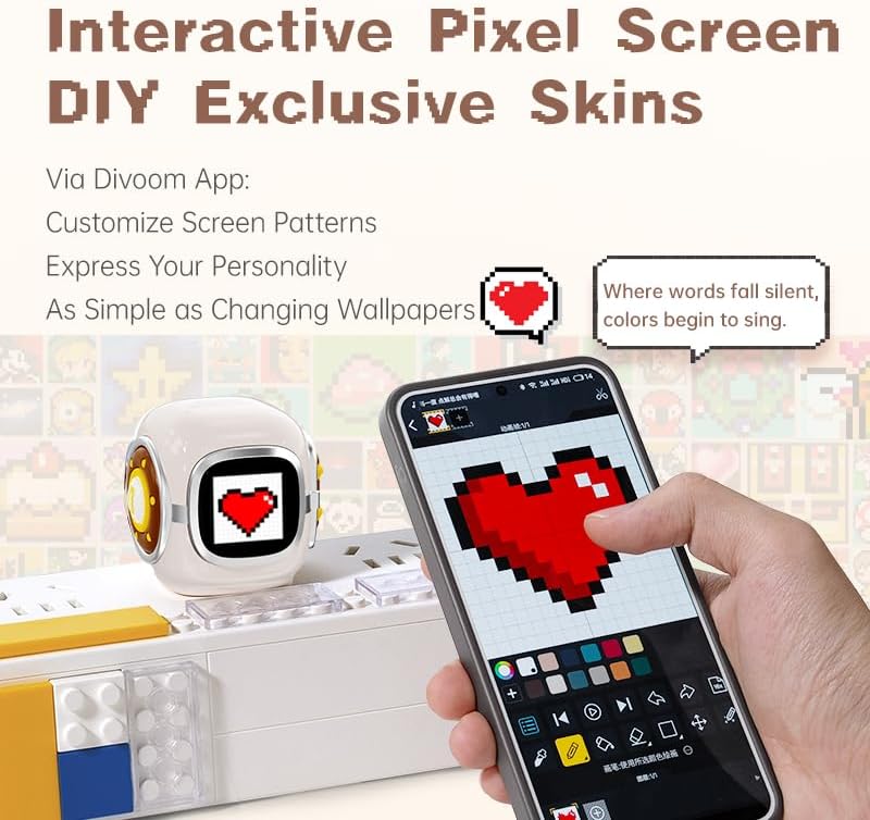 Divoom Dipow 35W, 2026 New USB C Charger Block, Fast GaN Charger with Pixel Screen, Cute Foldable Compact Power Adapter for iPhone 17/16, Galaxy S25/S24, Pixel 9/8, MacBook Air, iPad Pro