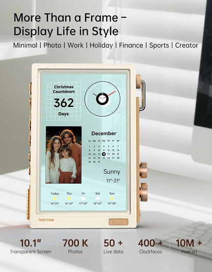 Divoom TimesFrame – 10.1" WiFi 6 Digital Picture Frame & Smart Desk Display, No Subscription | 64GB | Send Photos, Videos & AI Styles + Live Widgets (Weather, Calendar, etc)–Perfect Personalized Gift