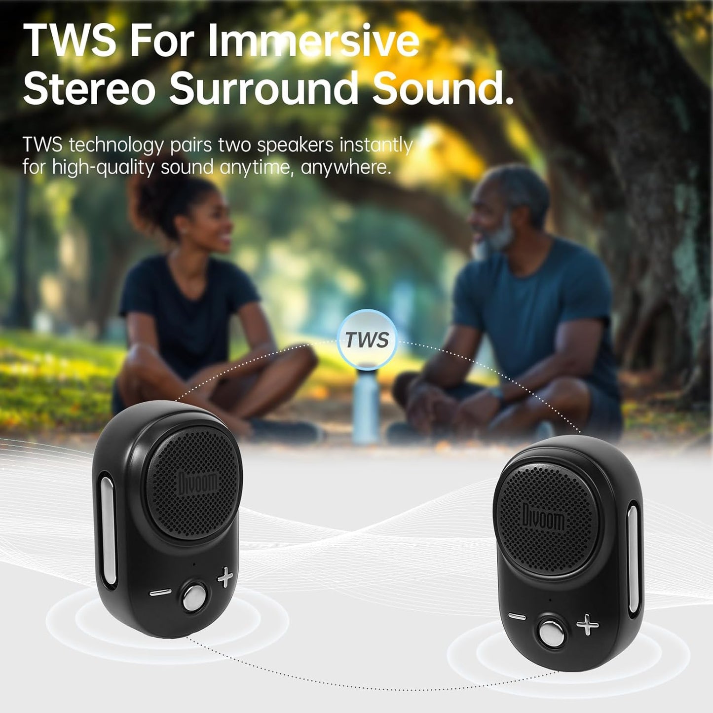 Divoom Itour-S Wearable Bluetooth Speaker, IP67 Waterproof Dustproof, Portable Small Clip-On Bluetooth Speaker, 10H Playtime, for Kitchen, Work, Travel, Biking, Golf, Pool