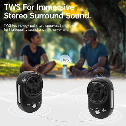 Divoom Itour-S Wearable Bluetooth Speaker, IP67 Waterproof Dustproof, Portable Small Clip-On Bluetooth Speaker, 10H Playtime, for Kitchen, Work, Travel, Biking, Golf, Pool