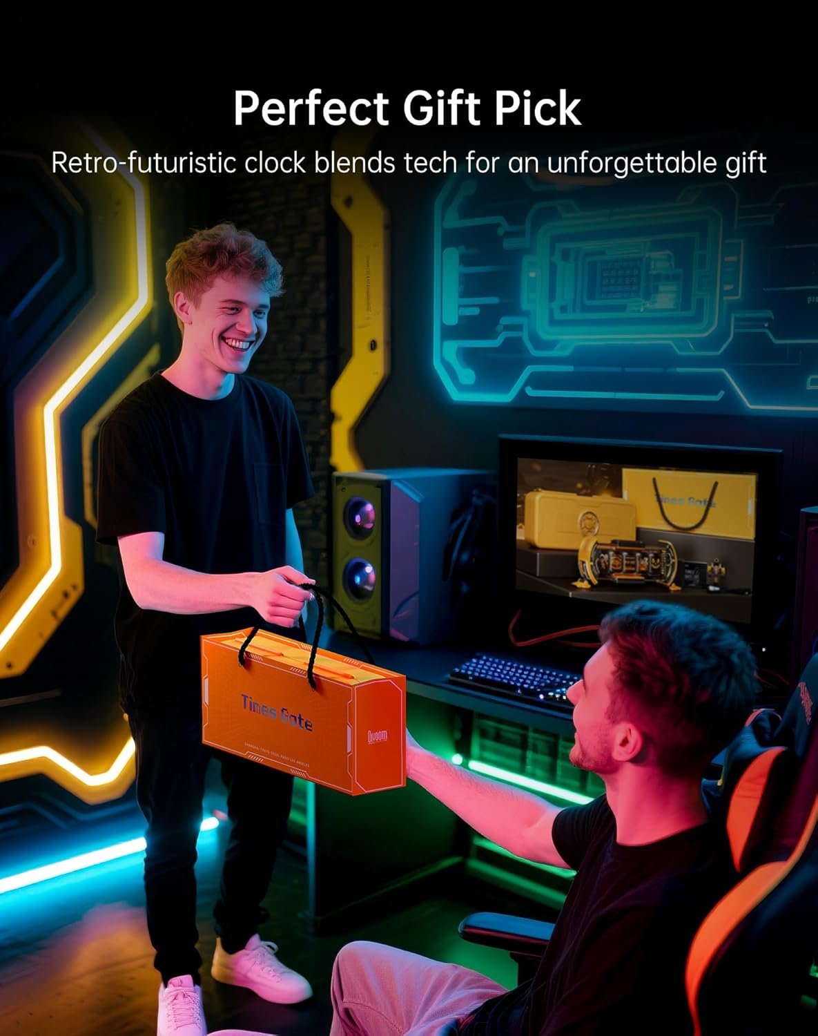 Divoom Times Gate - Cyberpunk Gaming Setup Digital Alarm Clock, Smart APP, WiFi Connect, RGB LED Display, Personalized Financial & Bitcoin Dashboard, Pixel Art for Gaming Room & Office Decor, Silver