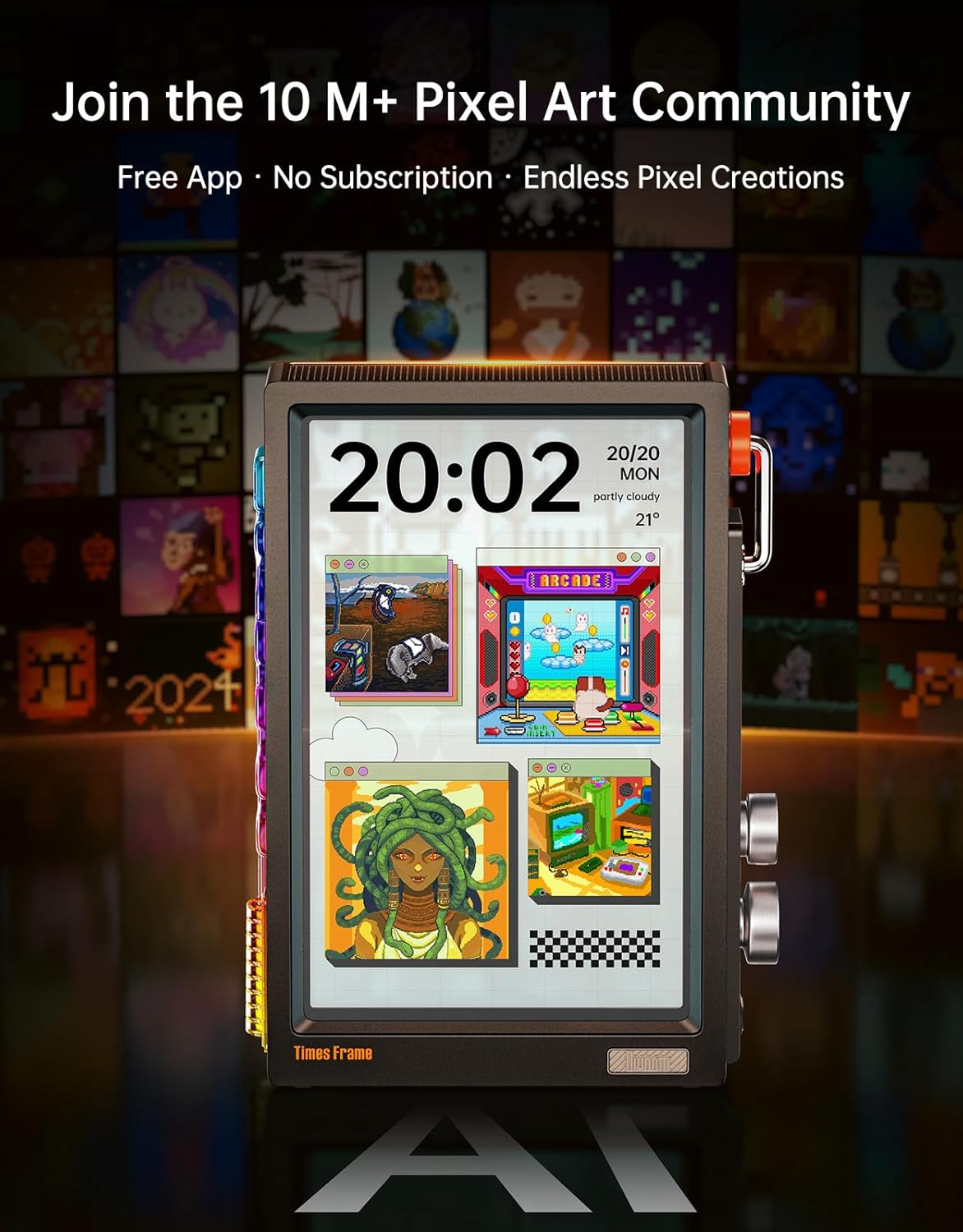 Divoom TimesFrame – 10.1" WiFi 6 Digital Picture Frame & Smart Desk Display, No Subscription | 64GB | Send Photos, Videos & AI Styles + Live Widgets (Weather, Calendar, etc)–Perfect Personalized Gift