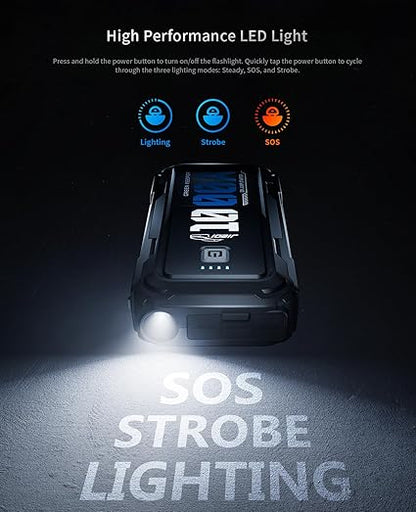 1000A Car Battery Jump Starter, Portable 12V Battery Booster Pack for 5.0L Gas and 3.5L Diesel Engines with Smart Jumper Cables, 3-in-1 LED Emergency Light, and Safety Protection