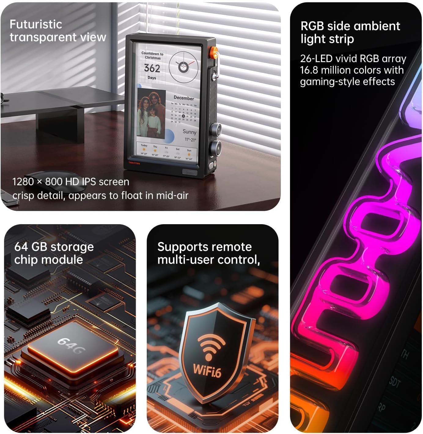 Divoom TimesFrame – 10.1" WiFi 6 Digital Picture Frame & Smart Desk Display, No Subscription | 64GB | Send Photos, Videos & AI Styles + Live Widgets (Weather, Calendar, etc)–Perfect Personalized Gift