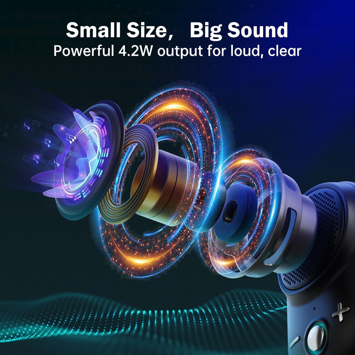 Divoom Itour-S Wearable Bluetooth Speaker, IP67 Waterproof Dustproof, Portable Small Clip-On Bluetooth Speaker, 10H Playtime, for Kitchen, Work, Travel, Biking, Golf, Pool