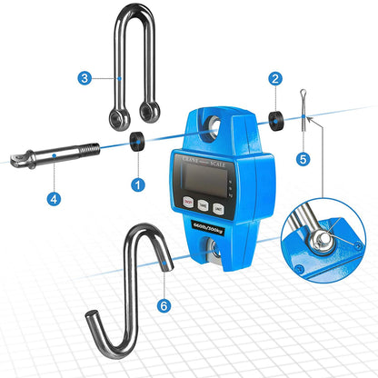 Hanging Scale 660Lb 300Kg for Farm, Hunting, Bow Draw Weight, Big Fish & Hoyer Lift with Accurate Sensor (Digital, Professional, Light Case)