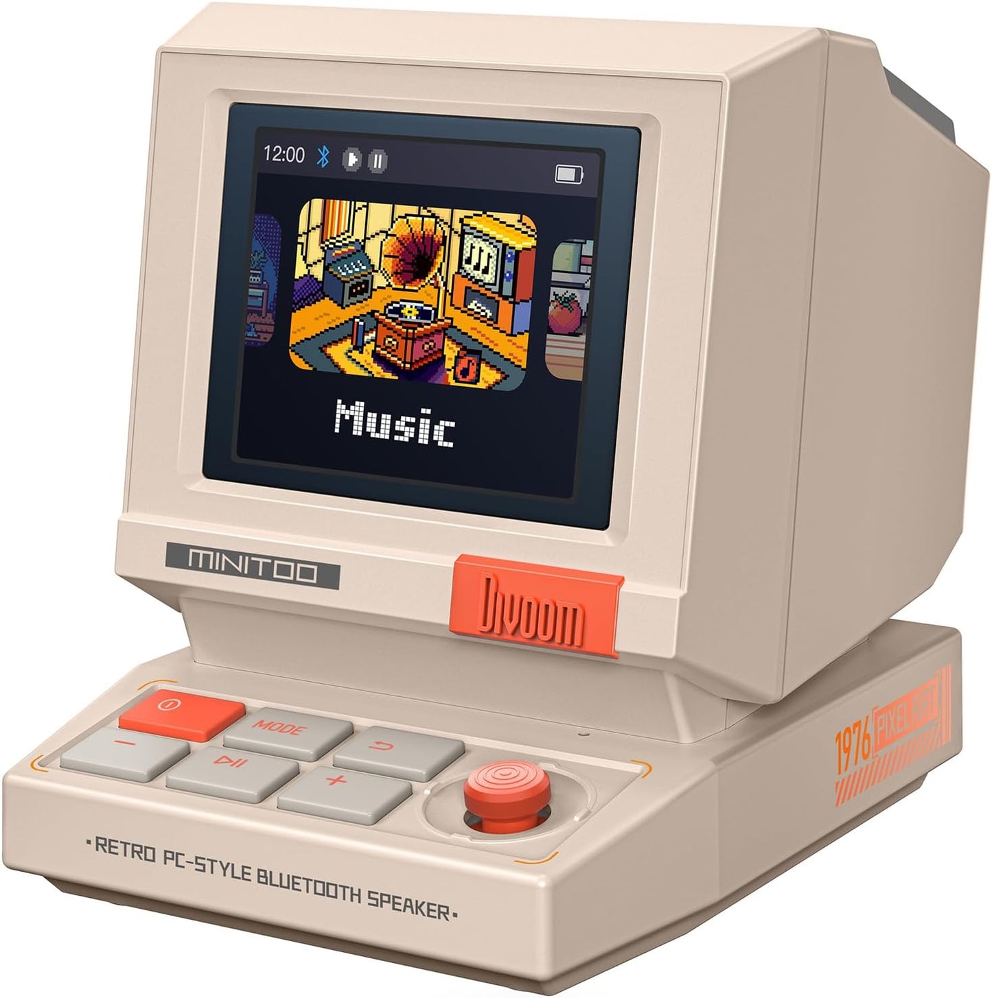 Divoom MiniToo Retro Pixel Bluetooth Computer Speaker – 90s-Inspired PC Design,App Control, Alarm, White Noise, Retro Desk Speaker for Music, Room Deco