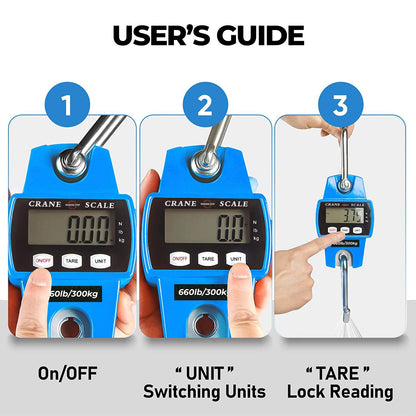 Hanging Scale 660Lb 300Kg for Farm, Hunting, Bow Draw Weight, Big Fish & Hoyer Lift with Accurate Sensor (Digital, Professional, Light Case)