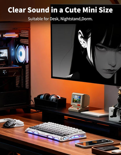 Divoom MiniToo Retro Pixel Bluetooth Computer Speaker – 90s-Inspired PC Design,App Control, Alarm, White Noise, Retro Desk Speaker for Music, Room Deco