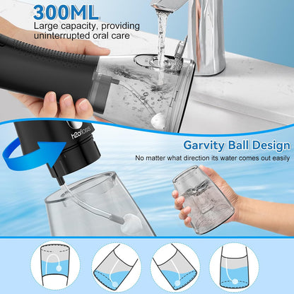 Water Dental Flosser Pick for Teeth, H2ofloss 5 Modes Cordless Dental Oral Irrigator with 300ML Water Tank, IPX7 Waterproof and Rechargeable Water Teeth Cleaner for Home Travel