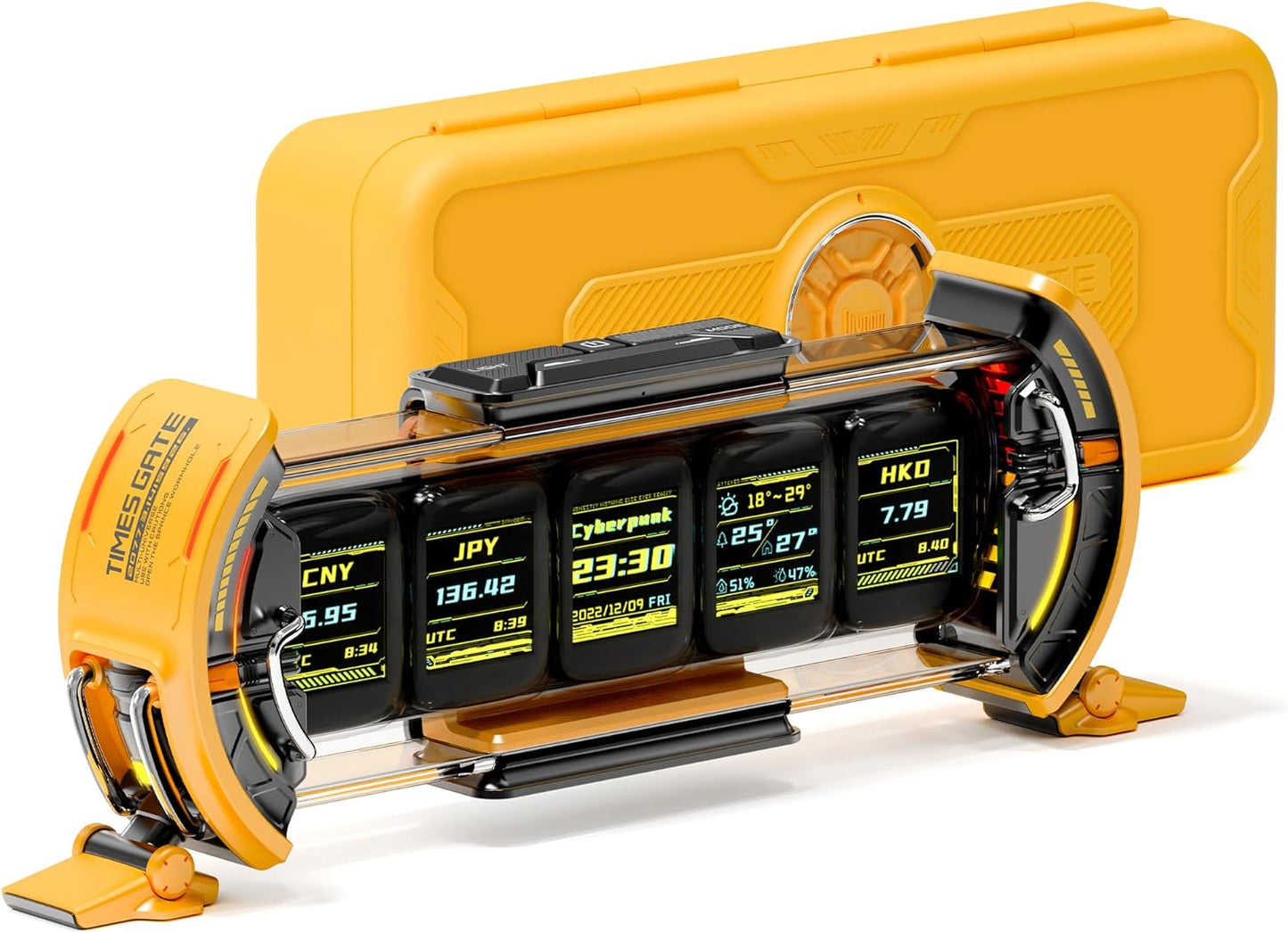 Divoom Times Gate - Cyberpunk Gaming Setup Digital Alarm Clock, Smart APP, WiFi Connect, RGB LED Display, Personalized Financial & Bitcoin Dashboard, Pixel Art for Gaming Room & Office Decor, Silver