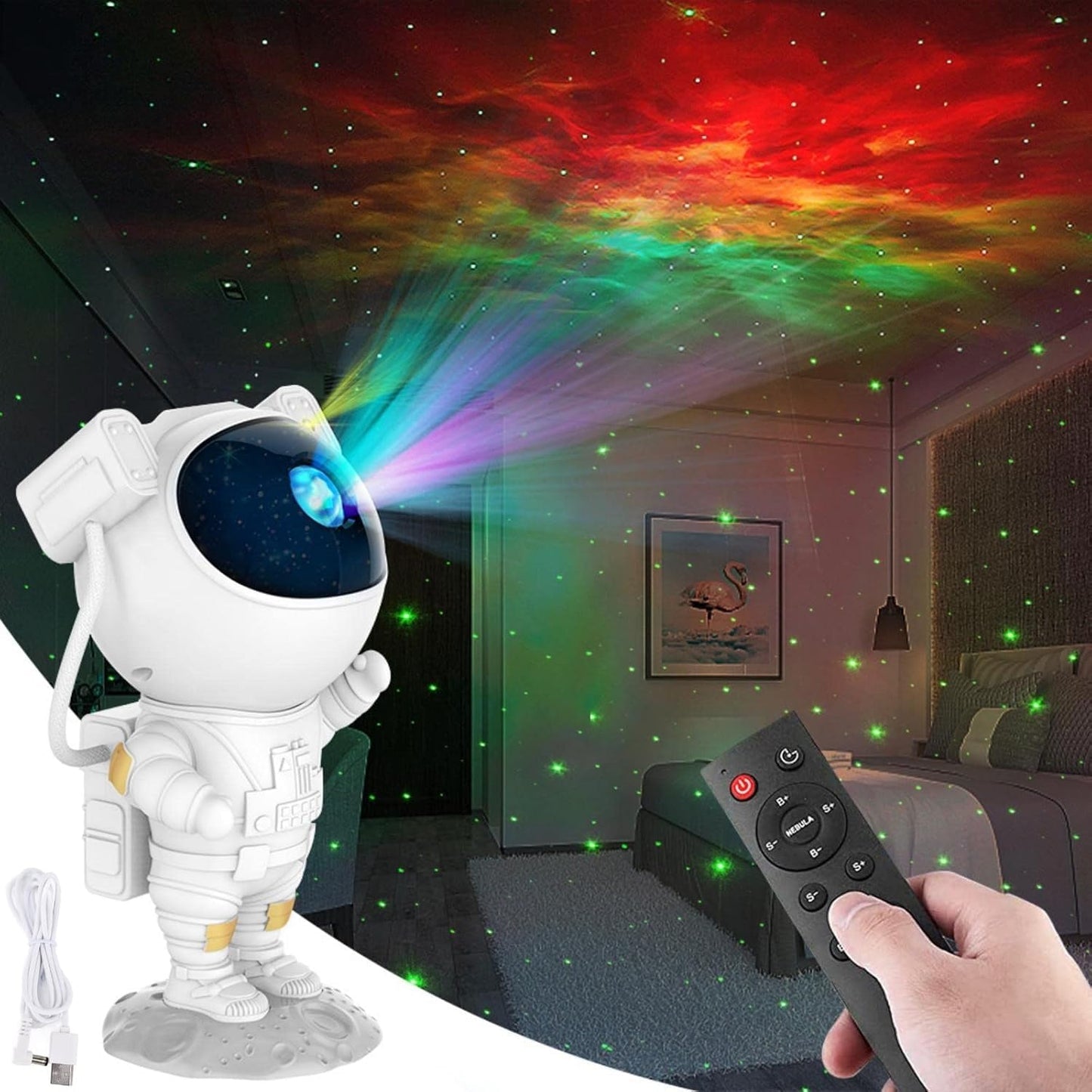 Astronaut Star Projector Night Light - Space Buddy Projector, Galaxy Starry Nebula Ceiling Projection Lamp with Timer and 360°Adjustable, Kids Adults Room Decor, for Bedroom, Game Room etc.