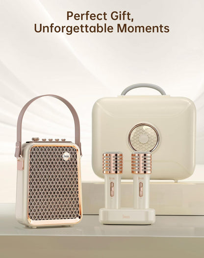 Divoom Songbird-HQ2 Karaoke Machine with 2 Wireless Microphones,50W Sound Bluetooth Speaker for Adults Girls Boys,Audio Mixer Karaoke System for Home Outdoor,Support TF/AUX/USB,Gift for All Ages