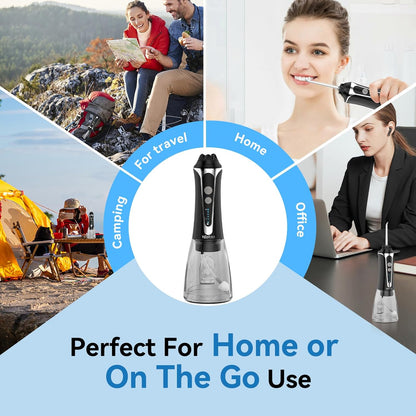 Water Dental Flosser Pick for Teeth, H2ofloss 5 Modes Cordless Dental Oral Irrigator with 300ML Water Tank, IPX7 Waterproof and Rechargeable Water Teeth Cleaner for Home Travel