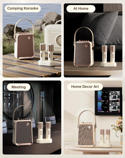Divoom Songbird-HQ2 Karaoke Machine with 2 Wireless Microphones,50W Sound Bluetooth Speaker for Adults Girls Boys,Audio Mixer Karaoke System for Home Outdoor,Support TF/AUX/USB,Gift for All Ages