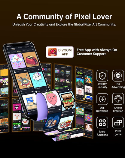 Divoom Times Gate - Cyberpunk Gaming Setup Digital Alarm Clock, Smart APP, WiFi Connect, RGB LED Display, Personalized Financial & Bitcoin Dashboard, Pixel Art for Gaming Room & Office Decor, Silver