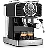 Espresso Machine 20 Bar, Professional Espresso Maker with Milk Frother Steamer Wand, Espresso Coffee Machine Black, Cappuccino & Latte Machine for Home, Retro, 1.8L Removable Water Tank