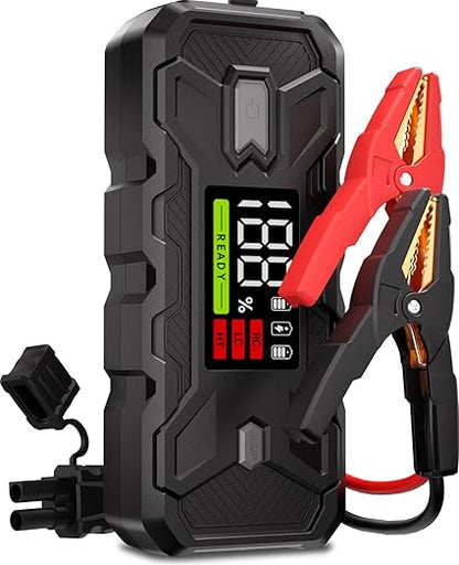 Jump Starter Battery Pack 3000A: 12V Car Battery Booster for 8.0L Gas/Diesel Engines, Force Start Car Battery Jumper with PD65W Fast Charge Powerbank, Safety Smart Jumper Cable, Emergency LED Lights