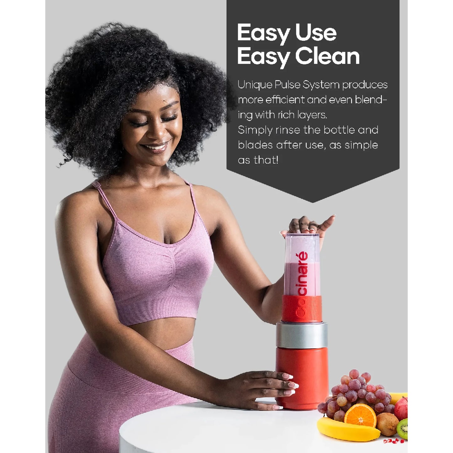 Cocinare 1100W Portable Smoothie Blender, 16oz Cup for Smoothies, Shakes, Frozen Fruit, Ice, Nuts (Black, RED)