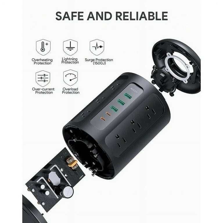 AUKEY powerhub XL 12 AC outlets with 3 USB ports + 2 type-C ports