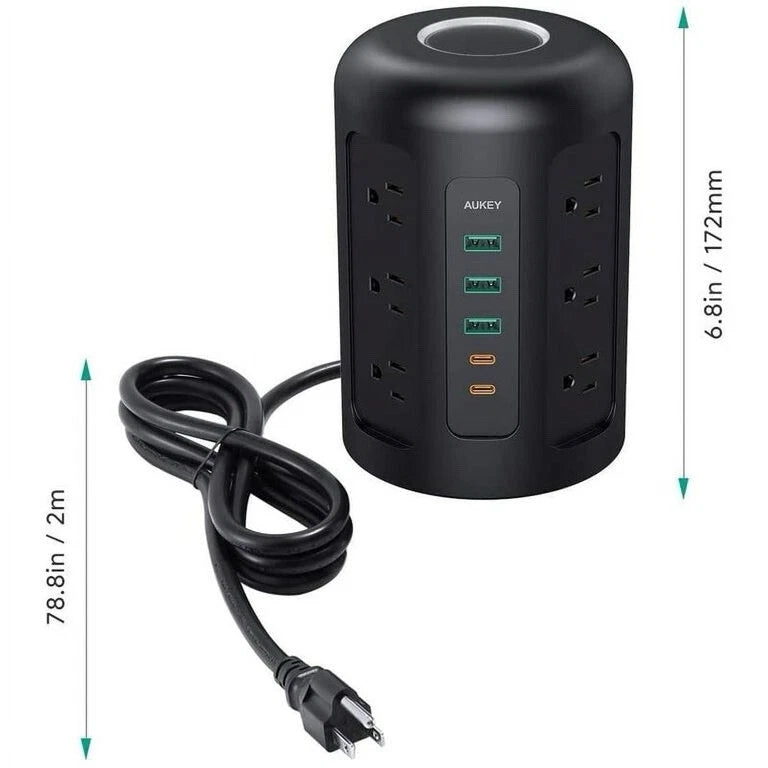 AUKEY powerhub XL 12 AC outlets with 3 USB ports + 2 type-C ports